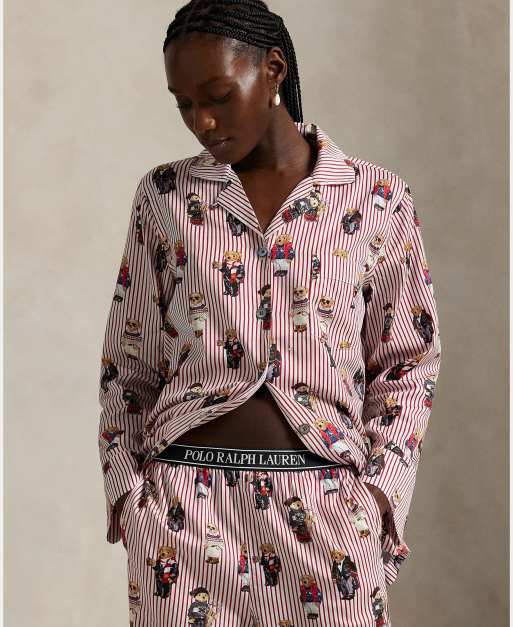 Polo Ralph Lauren Bear cotton pyjama set in red stripe, 4 of 4