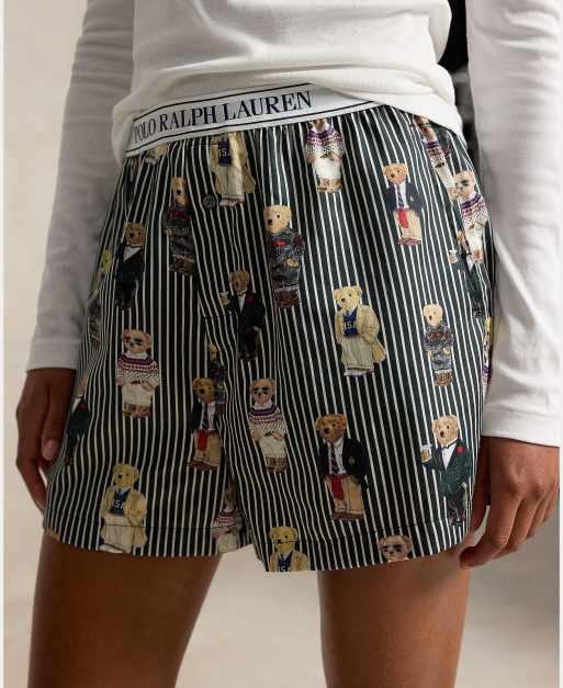 Polo Ralph Lauren Bear cotton sleep short in black stripe, 4 of 4