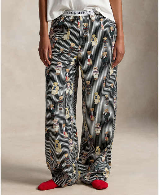Polo Ralph Lauren Bear cotton sleep trouser in black stripe, 2 of 4
