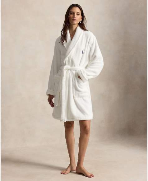 Polo Ralph Lauren Bear cotton towelling robe in white - view 1