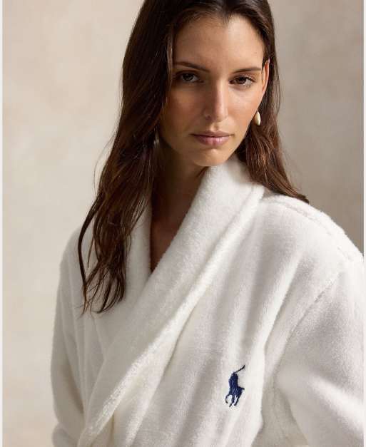 Polo Ralph Lauren Bear cotton towelling robe in white, 3 of 3