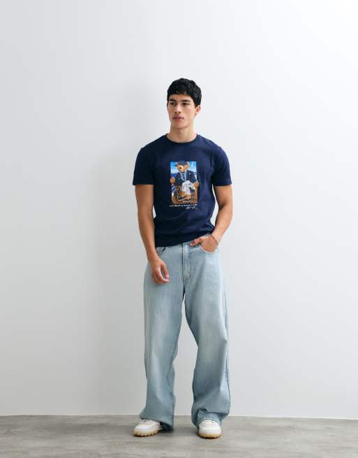 Polo Ralph Lauren bear graphic custom slim fit t-shirt in navy, 2 of 5