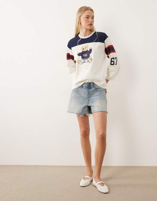 Polo Ralph Lauren bear graphic knit shirt in white, 2 of 4