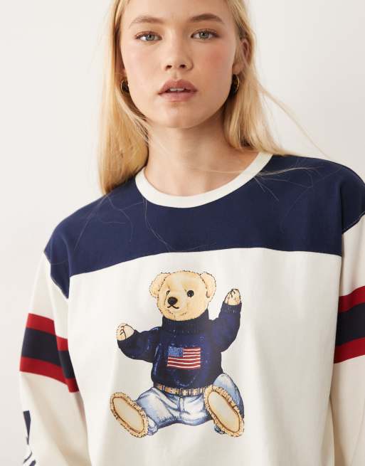 Polo Ralph Lauren bear graphic knit shirt in white, 4 of 4