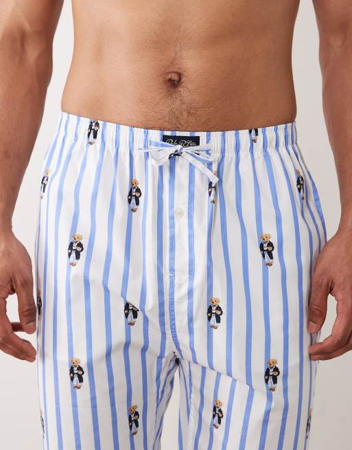 Polo Ralph Lauren bear graphic sleep short in blue stripe, 5 of 5