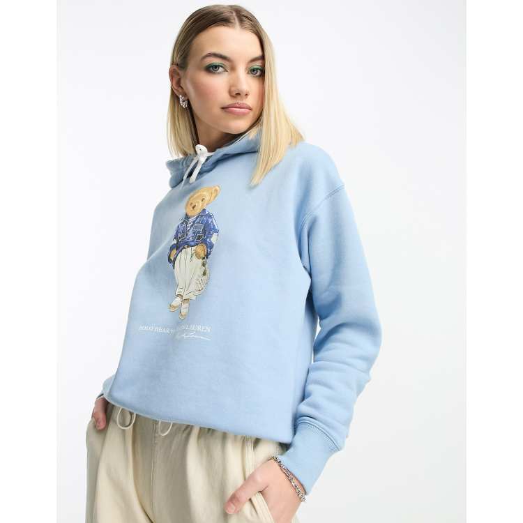 Polo Ralph Lauren bear logo hoodie in light blue ASOS