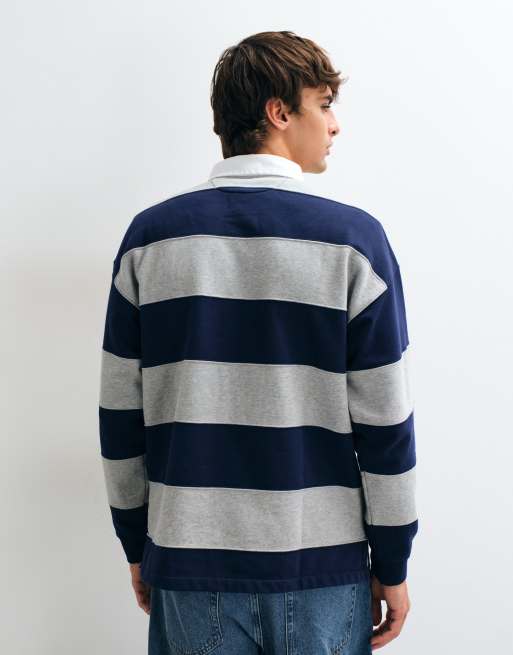 Polo Ralph Lauren bear logo rugby shirt in navy and grey, 4 of 5