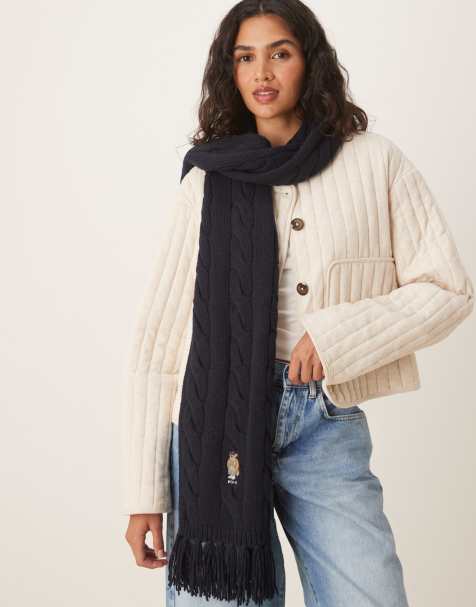 Polo Ralph Lauren bear logo scarf in navy - view 1