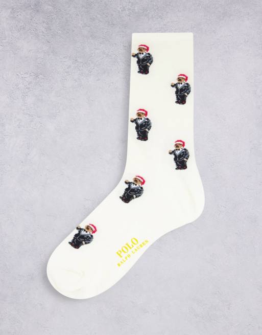 Polo Ralph Lauren socks with bear in cream