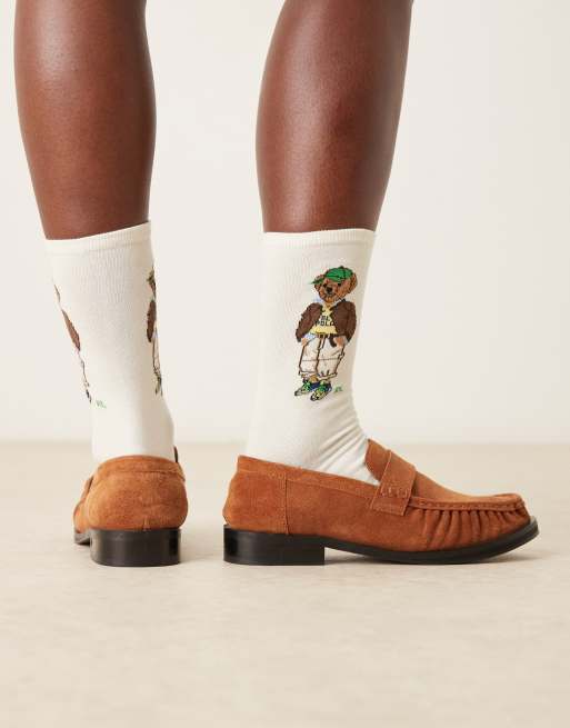 Polo Ralph Lauren bear logo socks in cream, 3 of 3