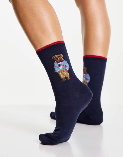 Polo Ralph Lauren bear logo socks in navy ASOS