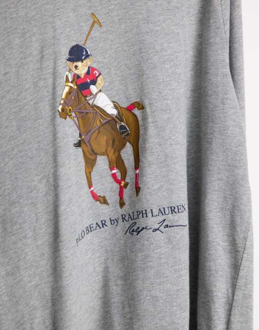 POLO RALPH LAUREN MEN'S POLO BEAR SOCCER BEAR HOODIE WHITE OR GRAY BIG &  TALL