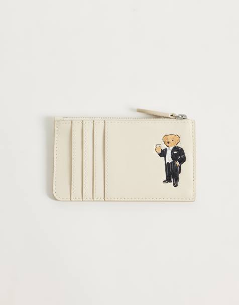 Polo Ralph Lauren bear print card case in off white - view 1
