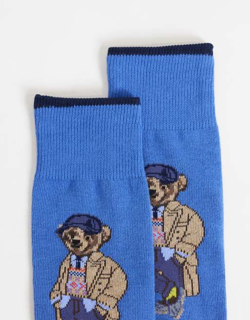Polo Ralph Lauren bear print crew socks in blue, 3 of 3