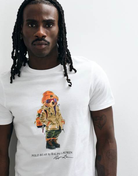 Polo Ralph Lauren bear print custom slim fit knit t-shirt in white - view 1