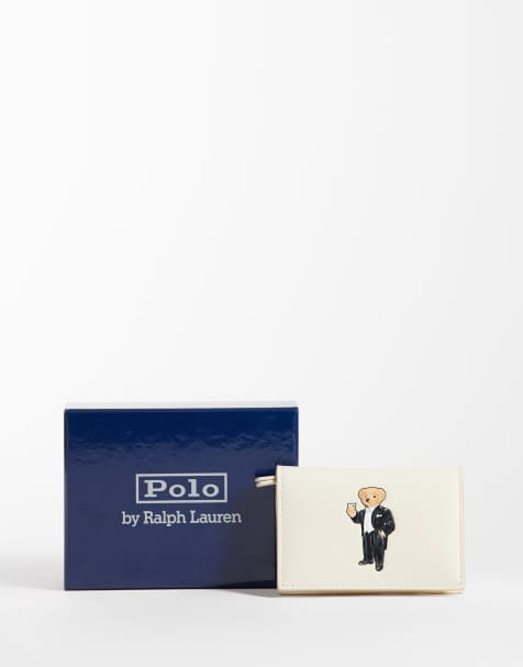 Polo Ralph Lauren bear print flip card case in off white - view 1