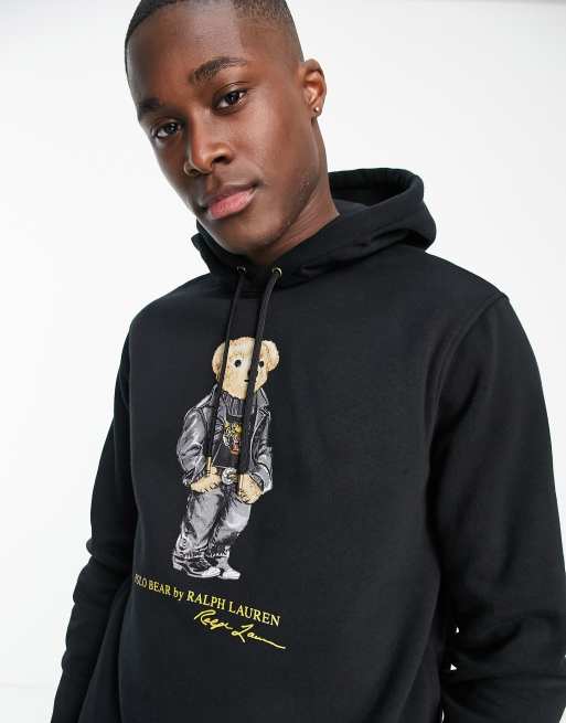 Polo Ralph Lauren bear print hoodie in black, 3 of 4