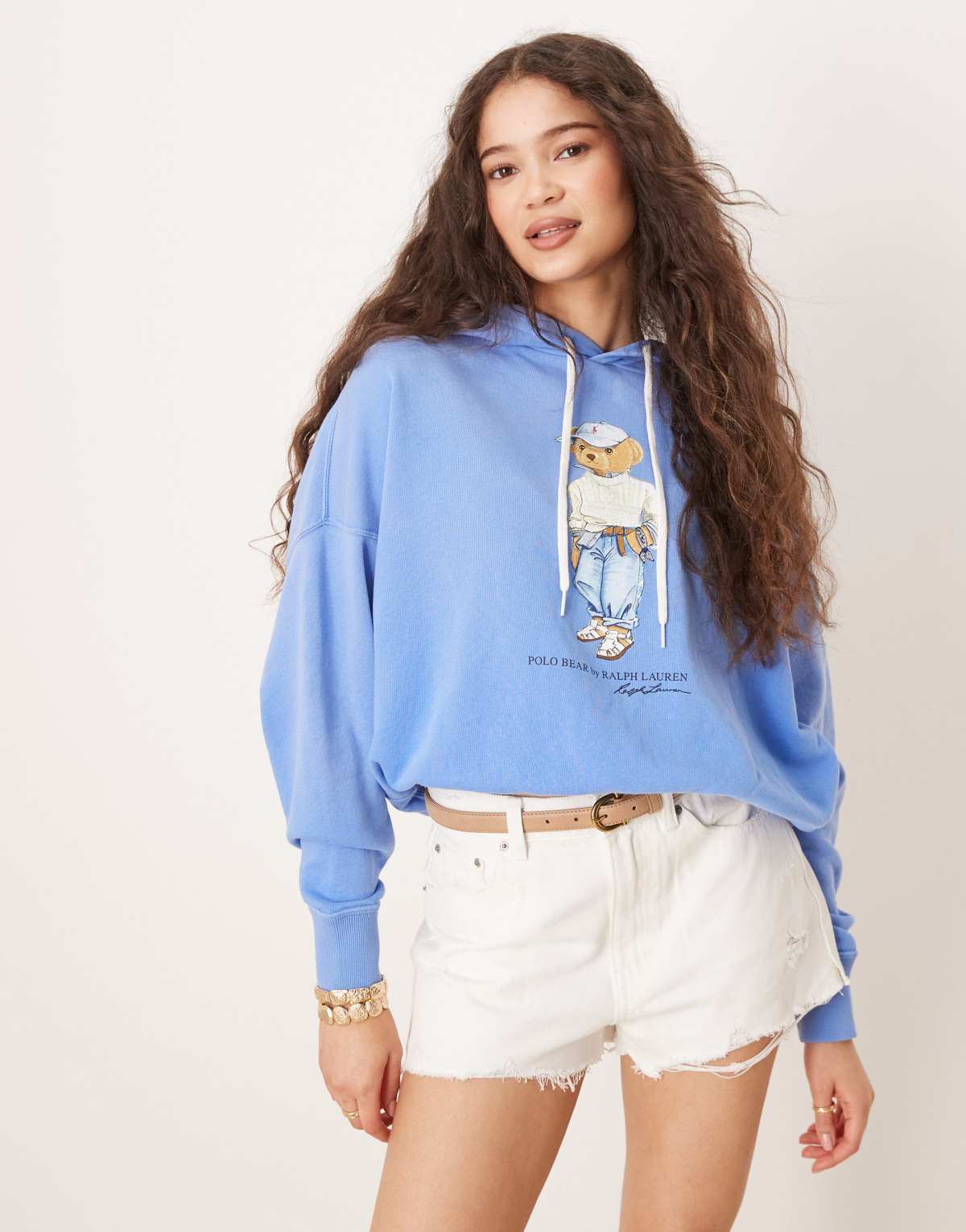 Polo Ralph Lauren bear print hoodie in blue