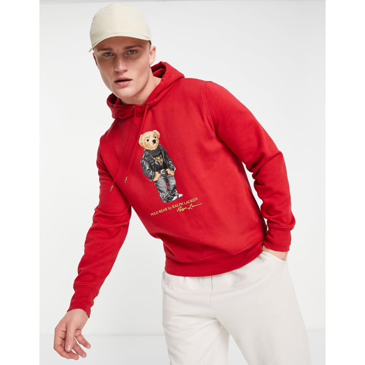 Red polo cheap bear hoodie