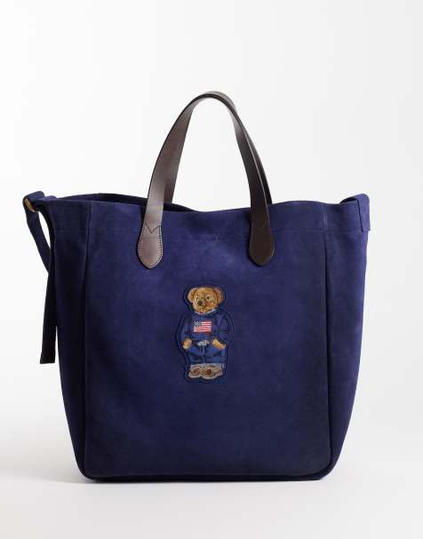 Polo Ralph Lauren bear print large tote bag in navy - view 1