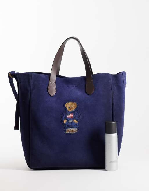 Polo Ralph Lauren bear print large tote bag in navy, 2 of 4