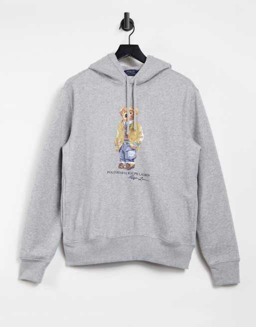 Ralph lauren grey bear clearance hoodie