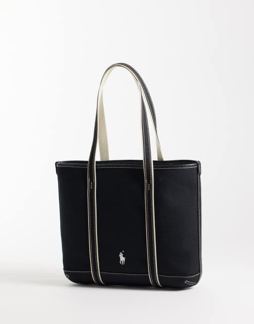 Polo Ralph Lauren bear print small tote bag in black, 4 of 4