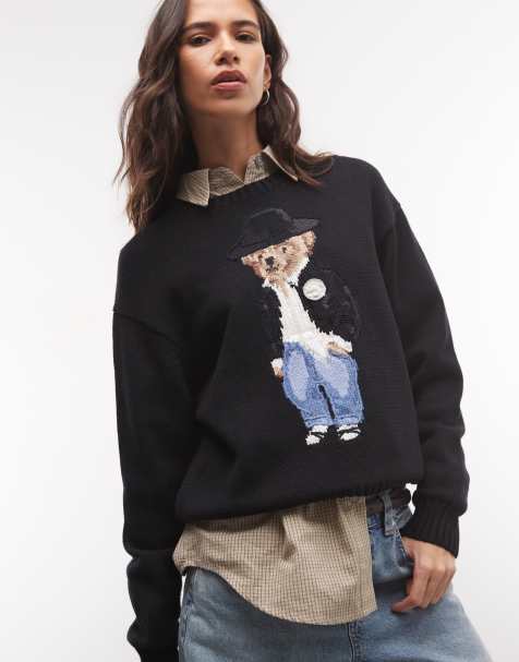 Polo Ralph Lauren bear print sweatshirt in black - view 1