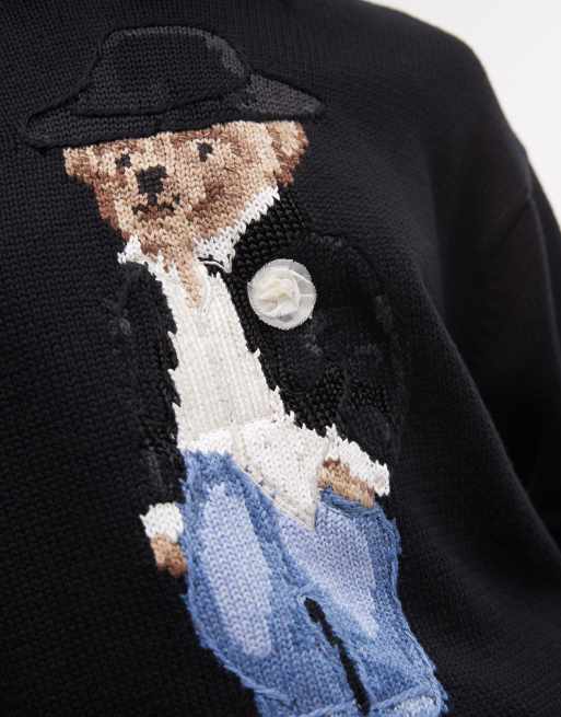 Polo Ralph Lauren bear print sweatshirt in black, 3 of 4
