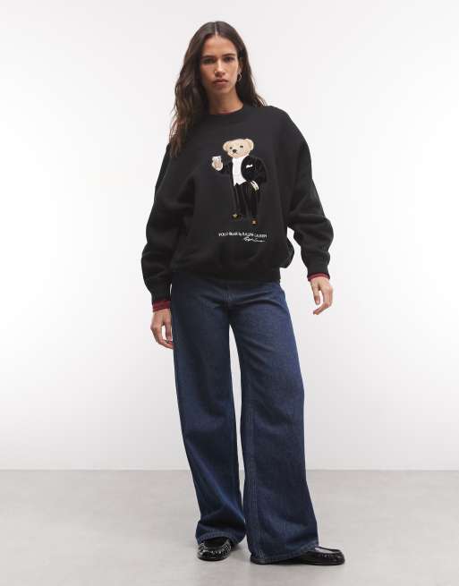Polo Ralph Lauren bear print sweatshirt in black, 2 of 4