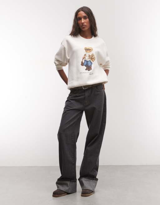 Polo Ralph Lauren bear print sweatshirt in off white, 2 of 4