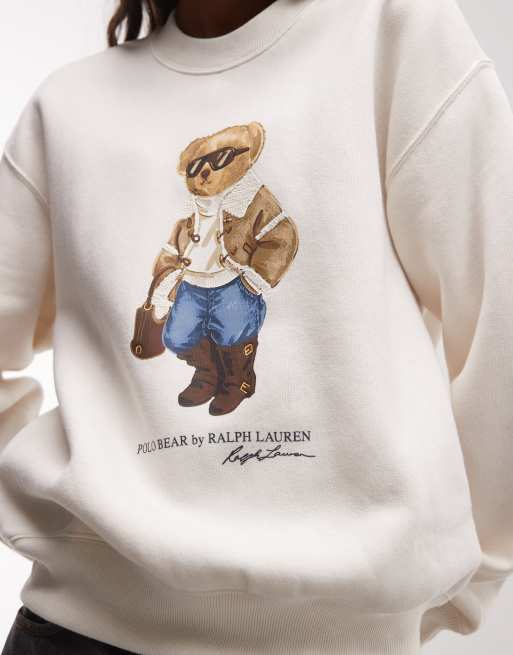 Polo Ralph Lauren bear print sweatshirt in off white, 4 of 4