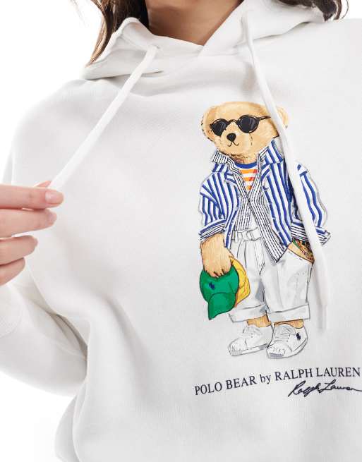 Polo Ralph Lauren bear printed hoodie in white, 4 of 4