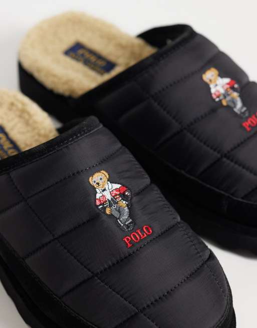 Polo Ralph Lauren Bear Reade scuff slippers in black, 5 of 5