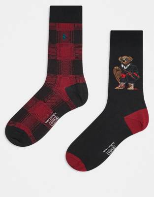 Polo Ralph Lauren Polo Ralph Lauren bear socks in black and red-Multi