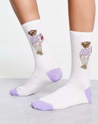 Polo Ralph Lauren bear socks in white