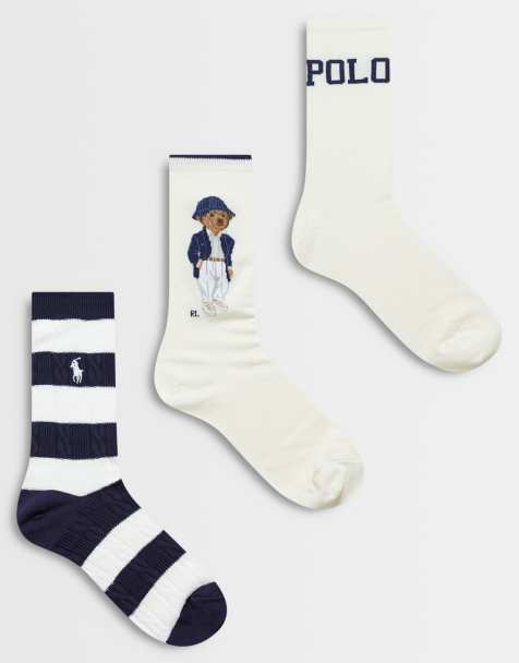 Polo Ralph Lauren bear stripe 3-pack logosokken in multi - view 1