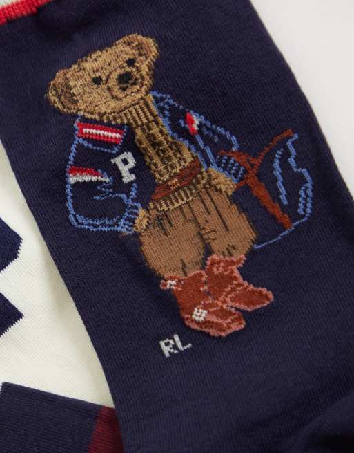 Polo Ralph Lauren bear varsity 3 pack logo socks in multi, 2 of 3
