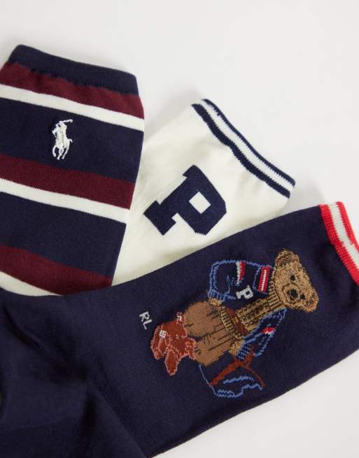 Polo Ralph Lauren bear varsity 3 pack logo socks in multi, 3 of 3