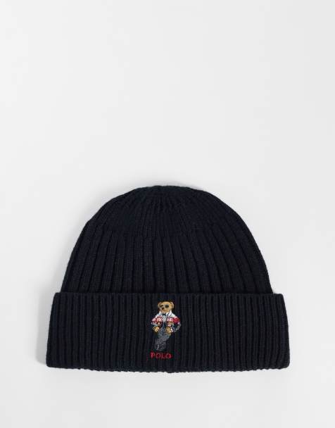 Polo Ralph Lauren bearlogo gebreide beanie in zwart - view 1