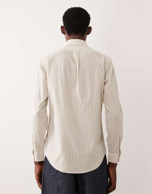 Polo Ralph Lauren - Beige bomuldsskjorte med striber og ikonlogo, 3 af 5