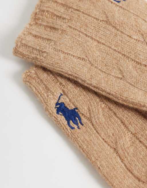 Polo Ralph Lauren – Beige, flätstickade vantar, 3 av 3
