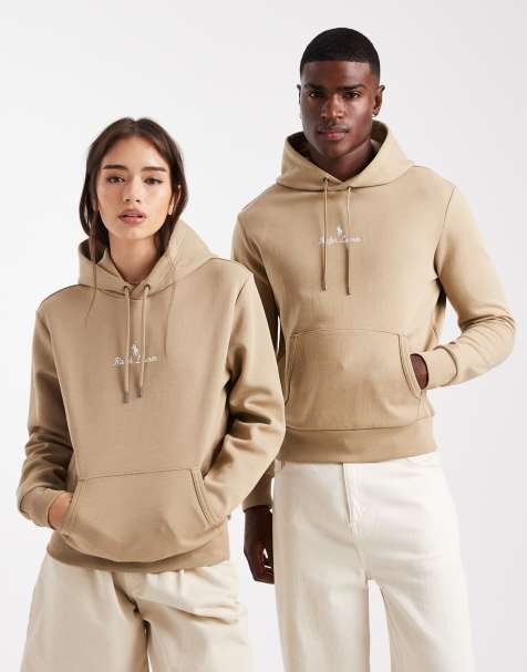 Polo Ralph Lauren - Beige hættetrøje med centralt tekstlogo i dobbelt strik - view 1