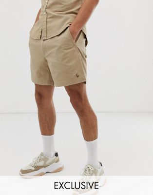 Polo Ralph Lauren - Beige short met gekleurde polospeler, exclusief bij Asos