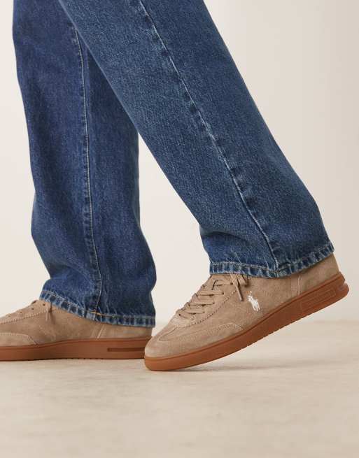 Polo Ralph Lauren – Beige sneakers i mocka med polologga