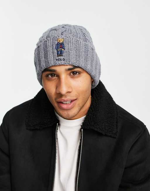 Polo Ralph Lauren Berretto in lana a trecce con logo con orso