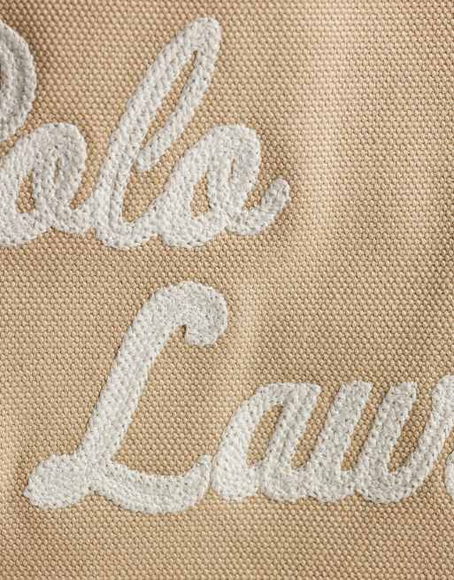Polo Ralph Lauren – Bestickte Tragetasche aus Leinen in Hellbraun, 3 von 4