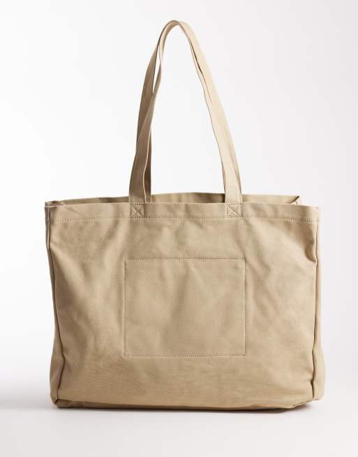 Polo Ralph Lauren – Bestickte Tragetasche aus Leinen in Hellbraun, 4 von 4