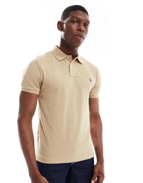 Polo Ralph Lauren icon logo slim fit pique polo in beige