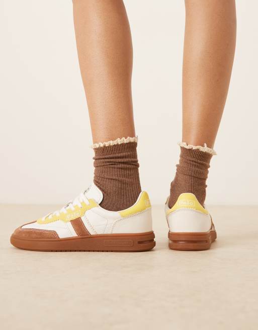 Polo Ralph Lauren B'ford trainers in yellow and brown, 3 of 5